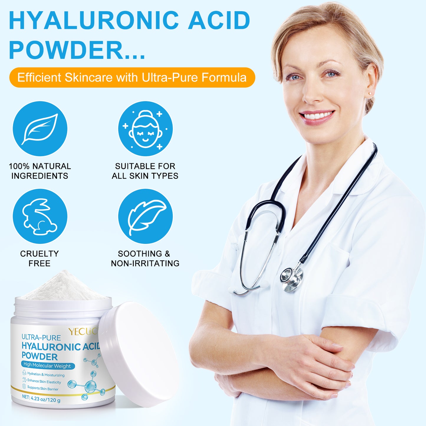 Ultra-Pure Hyaluronic Acid Powder